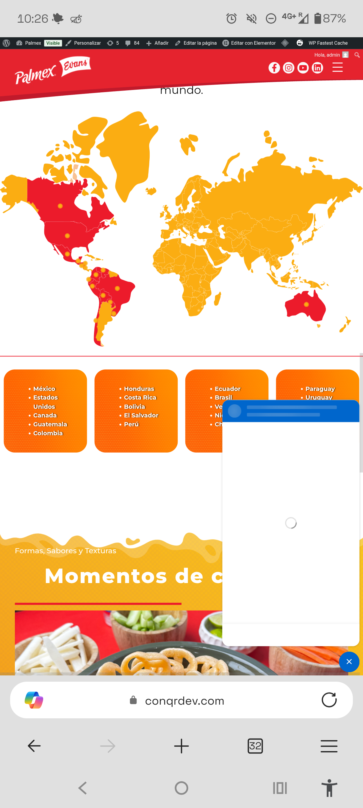 Mapa mundial de Palmex mostrando los mercados en México, Estados Unidos y Latinoamérica