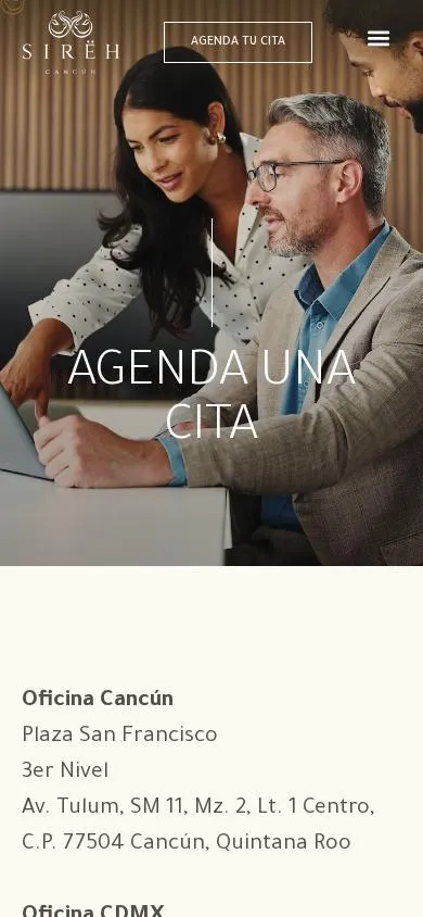 Página de agenda de cita de SIREH en móvil